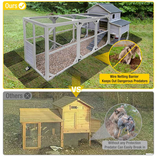 Morgete Wooden Chicken Coop with Run, Large Hen House for 4-6 chickens
