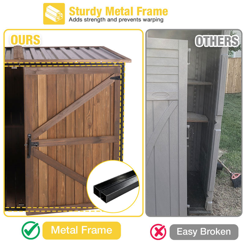 Aivituvin Wooden Garden Storage Shed AIR105-B, Strong Metal Frame