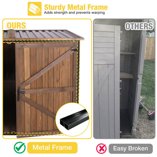 Aivituvin Wooden Garden Storage Shed AIR105-B, Strong Metal Frame