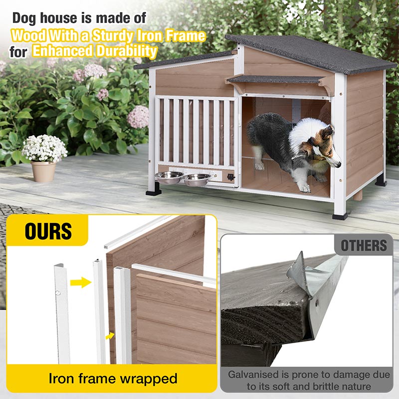 Aivituvin-AIR7021 Metal Frame Wooden Dog House | Waterproof Roof