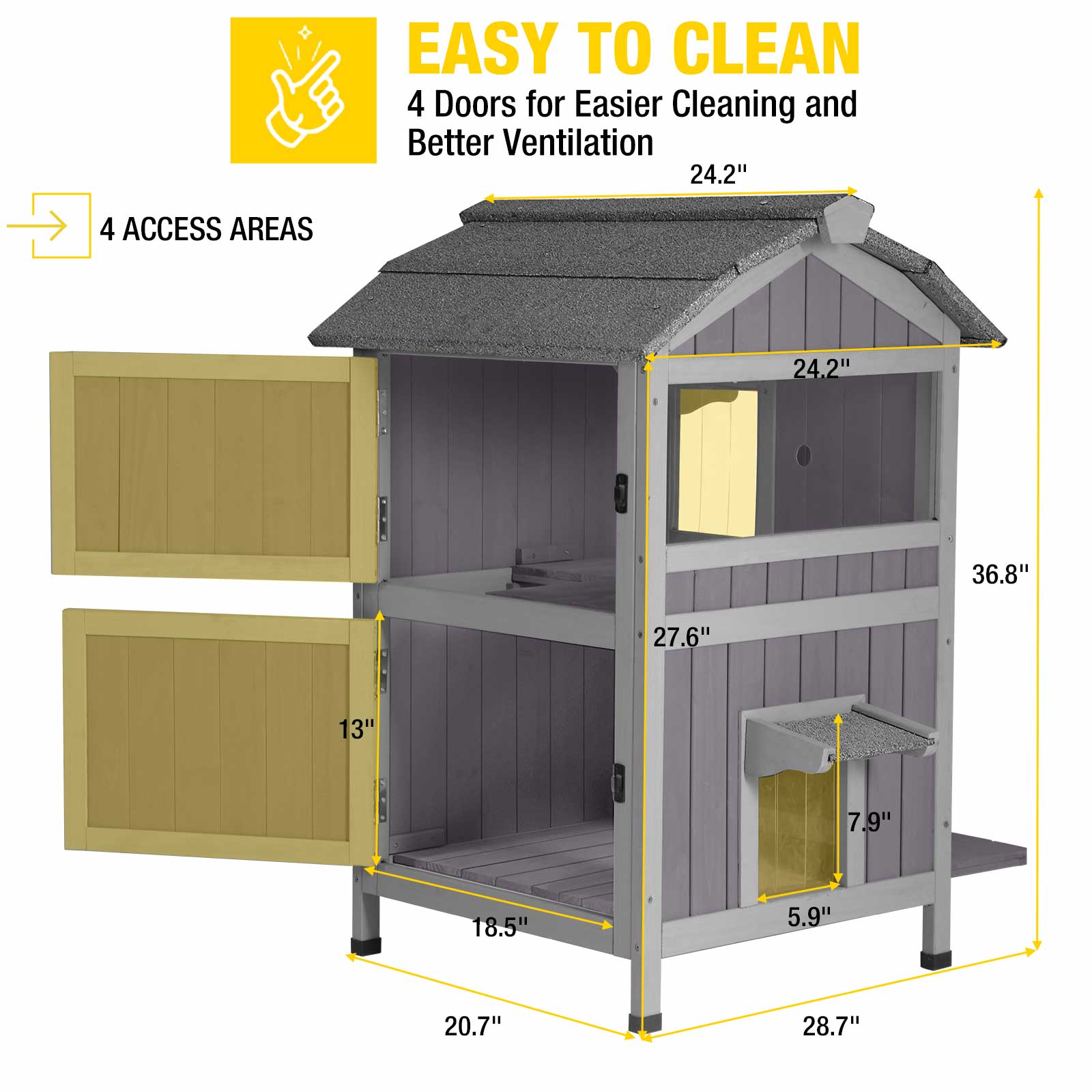 Aivituvin Two Tier Cat House With Waterproof Roof