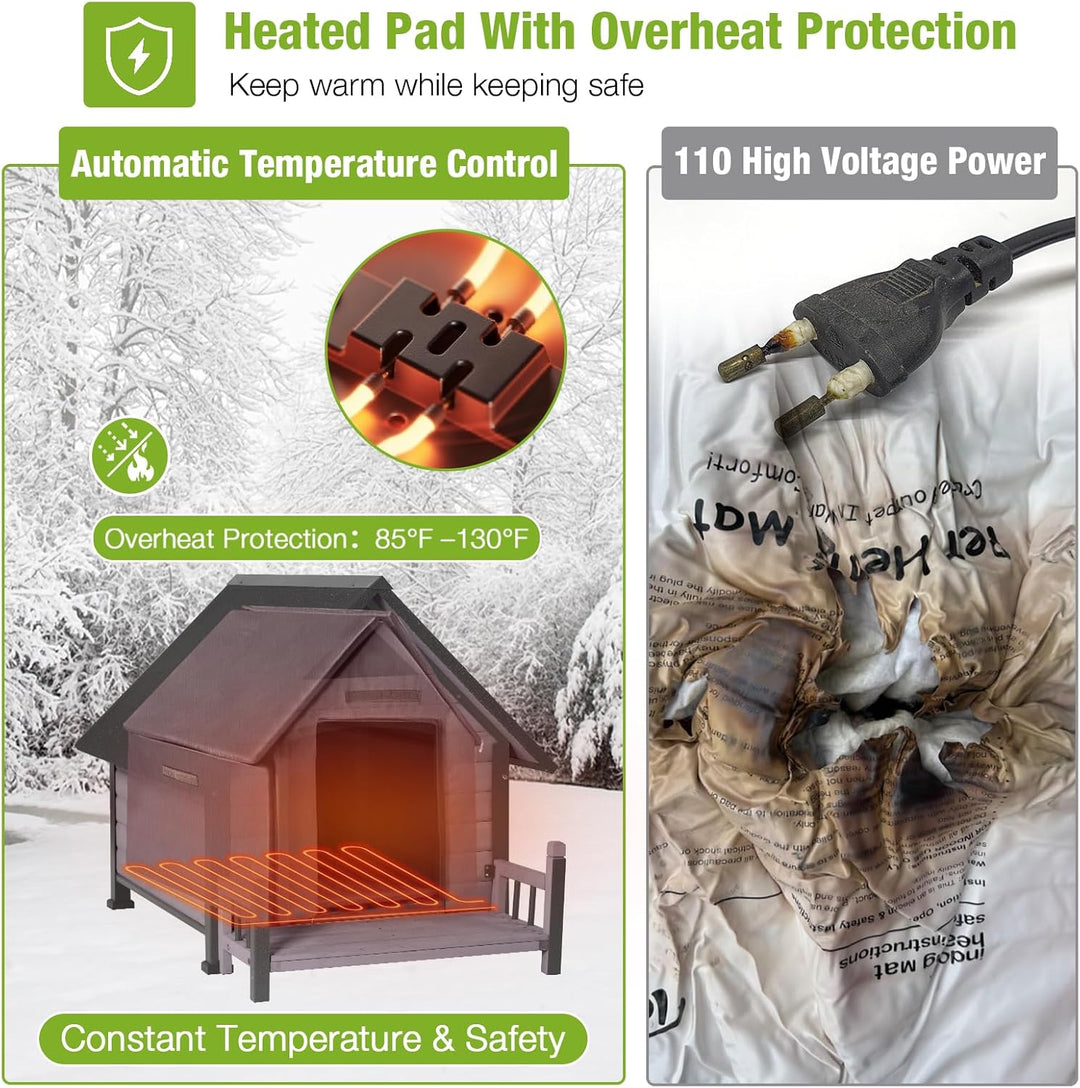 MEDEHOO-AIR80/81-IN-HP Large Heated Dog House with Heating Pad | Insulation Liner