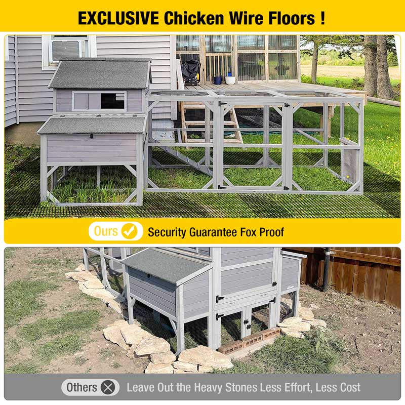 Morgete Wooden Chicken Coop with Run, Large Hen House for 4-6 chickens