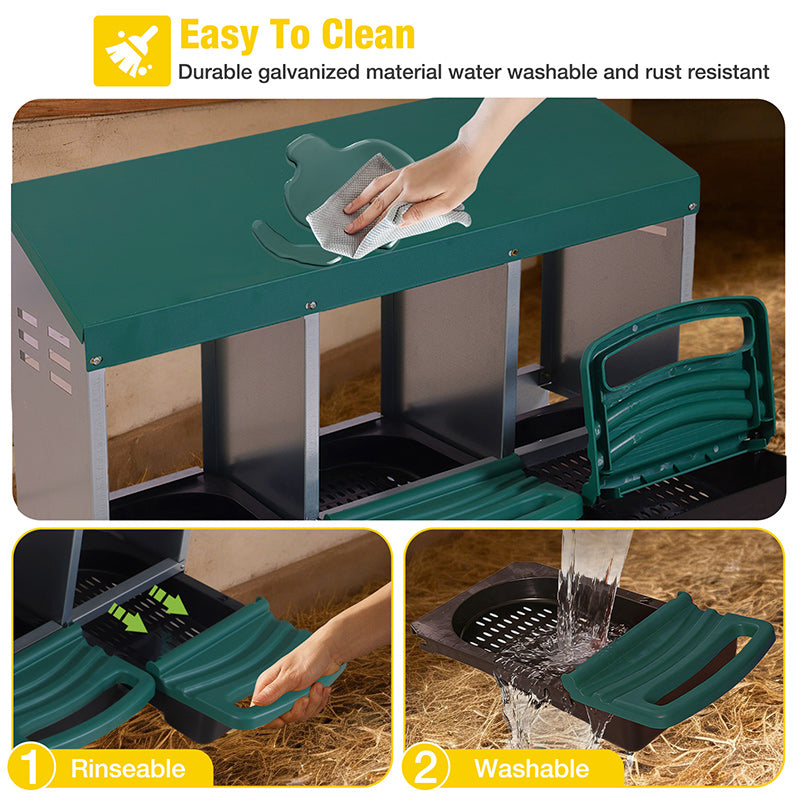 Aivituvin-AIR7036 Chicken Nesting Box | Roll-Away Egg Tray, 3 Compartments
