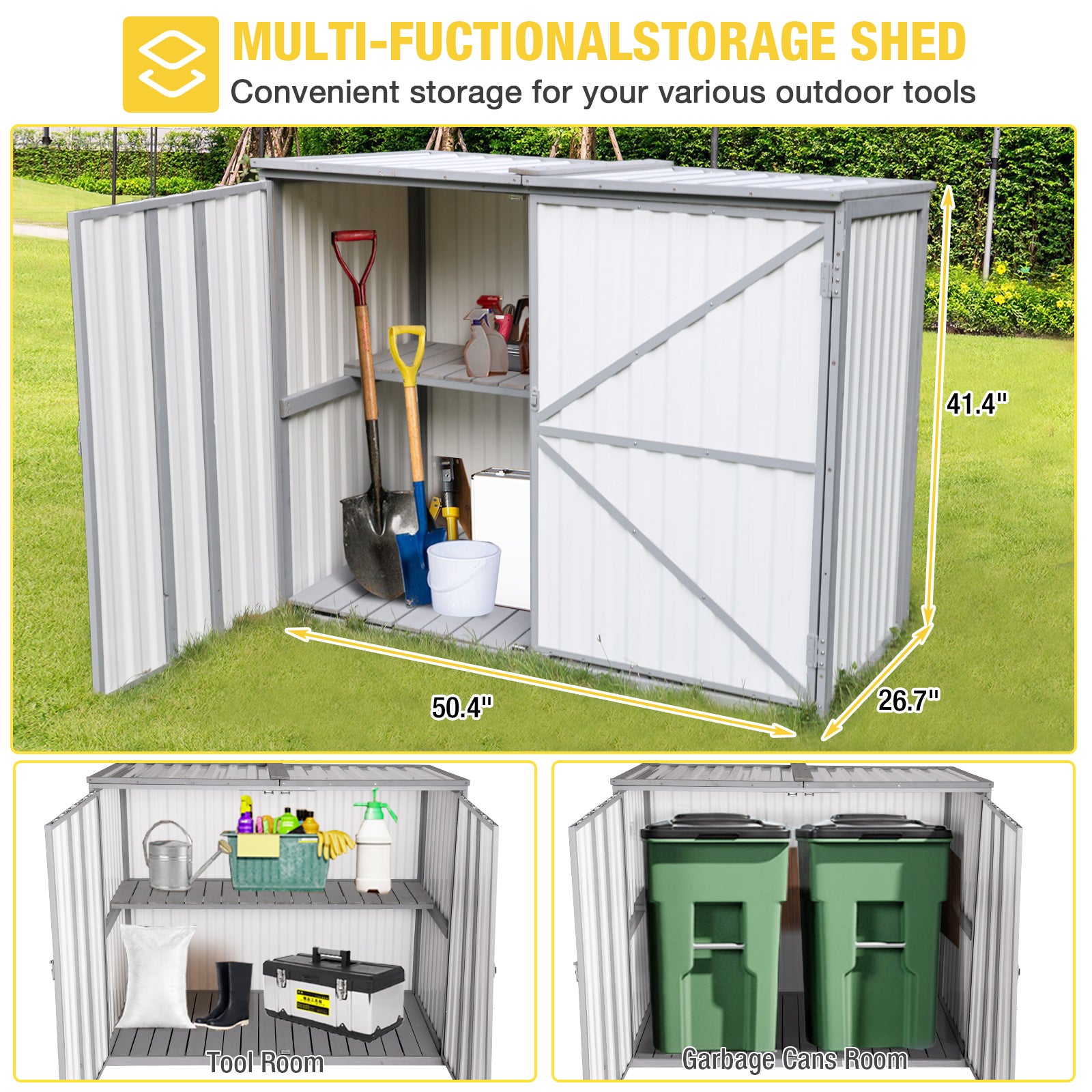 Plastic Garden Shed with Metal Frame & Adjustable Shelf – Aivituvin