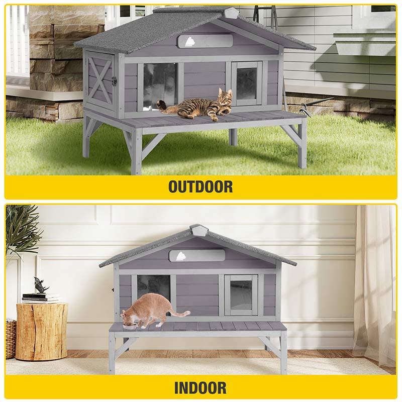 Aivituvin-AIR92-M Wooden Cat House for Feral Cats |Weatherproof Shelter