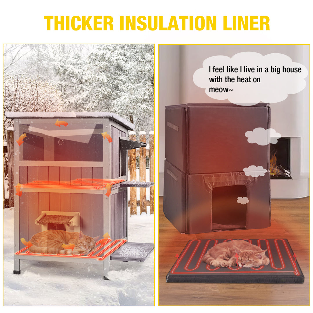 Morgete AIR14-IN-HP Heated Outdoor Cat House for Winter, Insulated Cat House for Outdoor Indoor, Weatherproof Cat Shelter with Warm Liner for Feral & Stray Cats