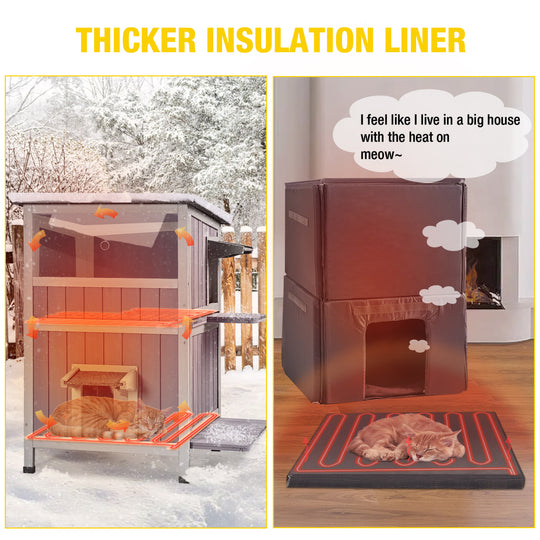 Morgete AIR14-IN-HP Heated Outdoor Cat House for Winter, Insulated Cat House for Outdoor Indoor, Weatherproof Cat Shelter with Warm Liner for Feral & Stray Cats
