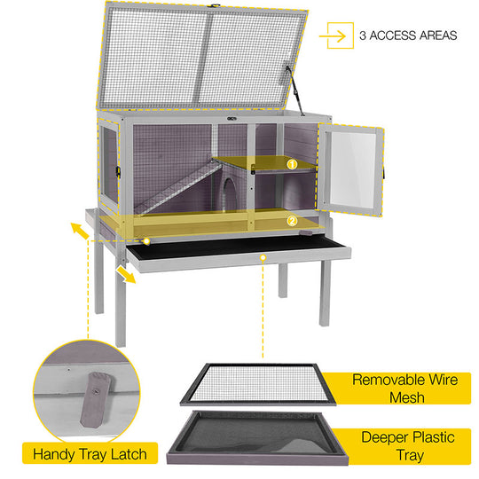 Aivituvin-AIR53-DG/WZ Wooden Hamster Cage| Anti-Chew Design|Easy-Clean PVC Layer