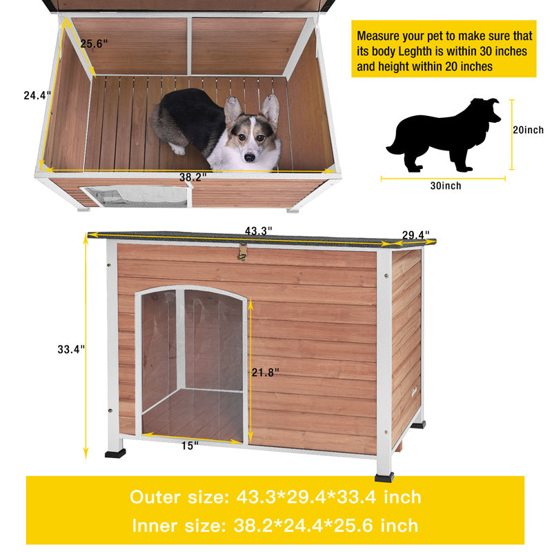 Aivituvin Wooden Dog Crate, Large Outdoor Medium Dog House