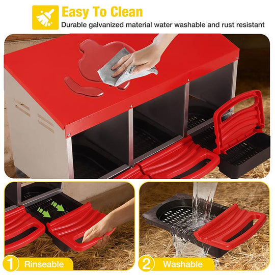 Aivituvin-AIR7036 Chicken Nesting Box | Roll-Away Egg Tray, 3 Compartments