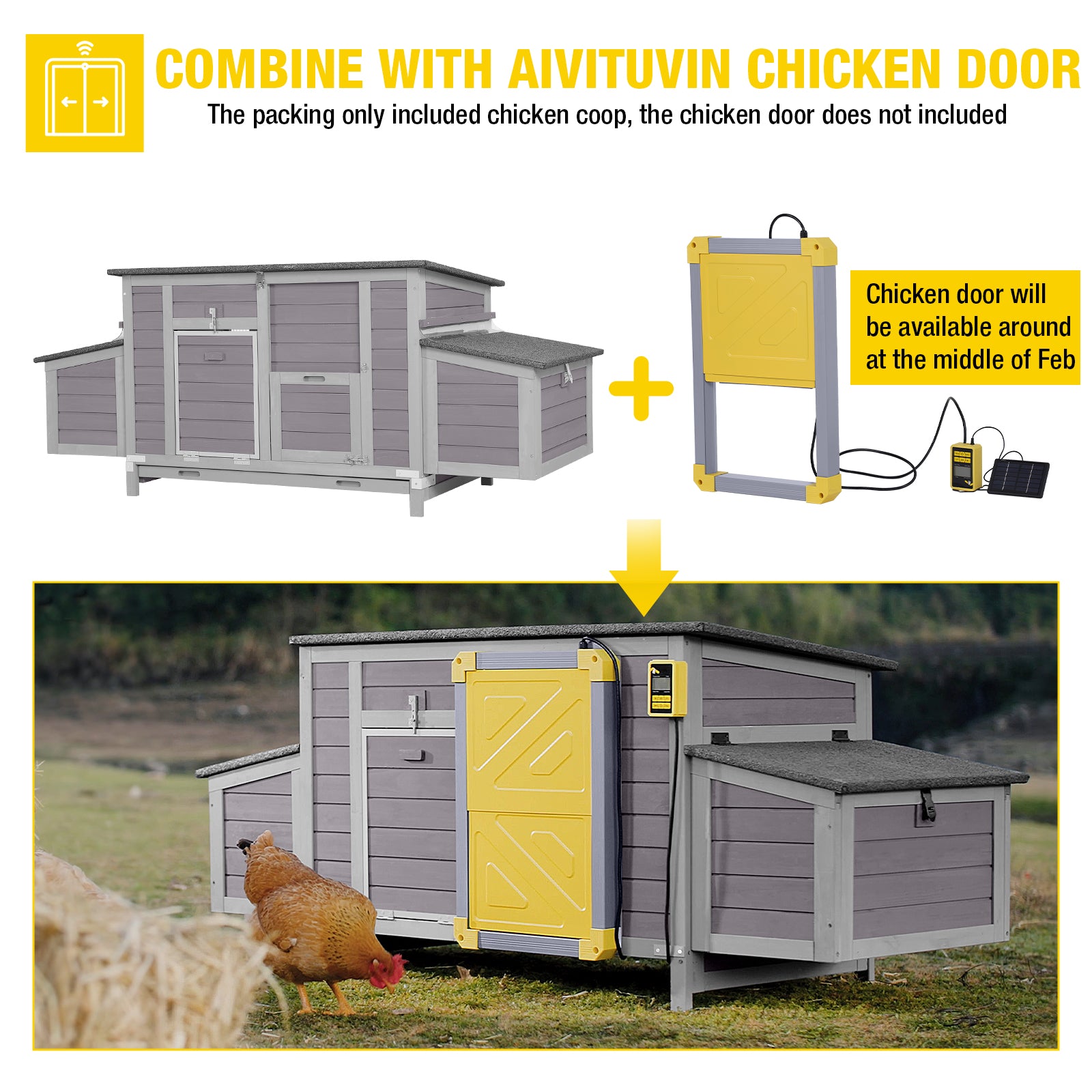 Aivituvin Large Hen House AIR45, Chicken Coop with Run for 4–6 Chickens or Ducks