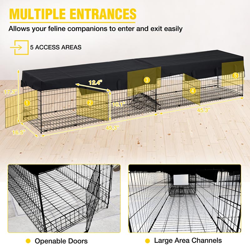 Aivituvin-AIR37-M Walk-in Large Cat Enclosure with Roof Tarp - Connects to Windows or Cat Doors