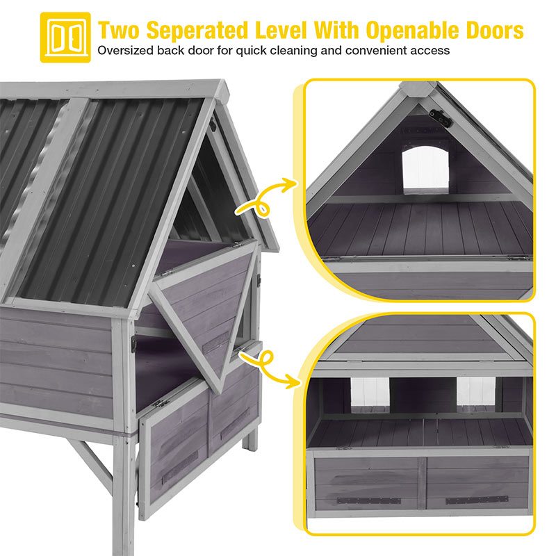 Aivituvin-AIR7034-IN-HP Heated Wooden Cat House with Insulation | Metal Roof