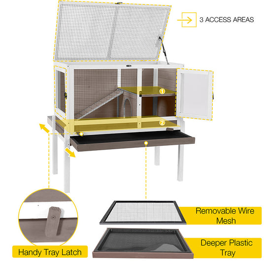 Aivituvin-AIR53-DG/WZ Wooden Hamster Cage| Anti-Chew Design|Easy-Clean PVC Layer