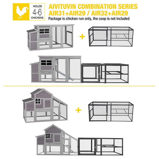 Morgete Metal Chicken Run, Expanded Enclosure Extension with AIR27, AIR31, AIR32