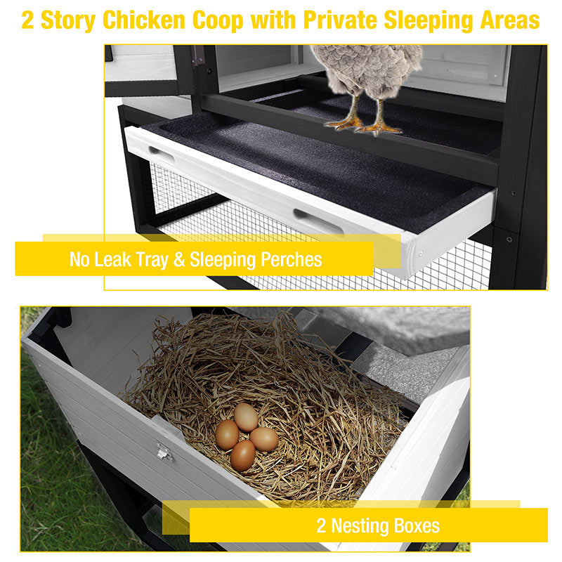 Aivituvin Wooden Chicken Coop on Wheels AIR23, Backyard Chicken Cage for 2-3 Hens
