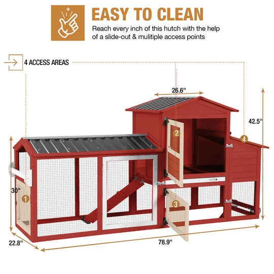 Suumerpety Large Chicken Coop on Wheels, Wooden Hen House with Nest Box and Weatherproof Roof