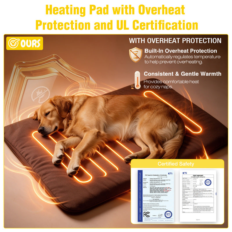 Aivituvin Extra Large Heated Dog House AIR63/64-IN-HP, 55"L/59.1"L Wooden Dog Shelter with Heating Pad