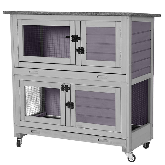 Aivituvin-AIR77 Outdoor Indoor Bunny Hutch With Wheels