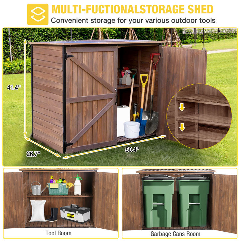 Aivituvin Wooden Garden Storage Shed AIR105-B, Strong Metal Frame