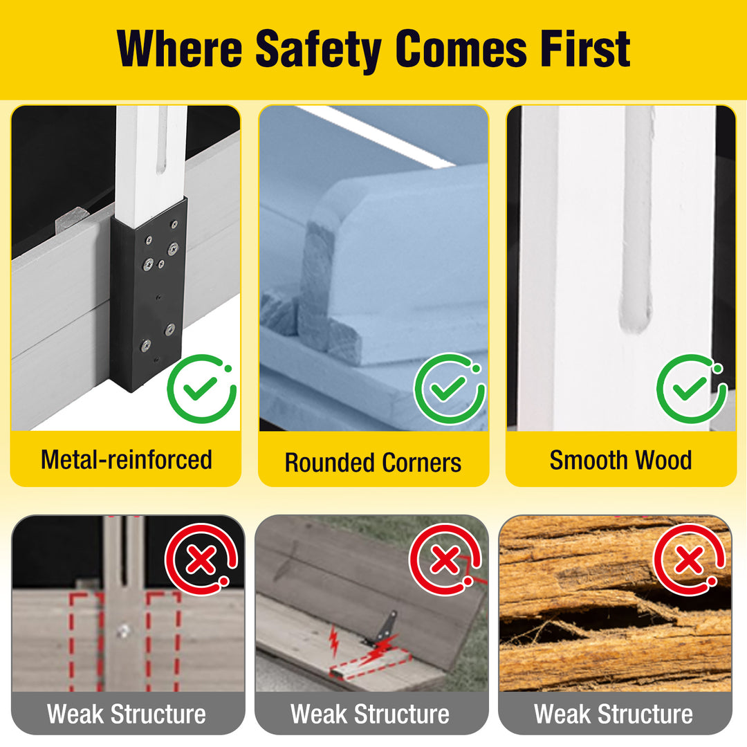 MEDEHOO 47'' Outdoor Sandbox for Kids with Lid and Bench, Wooden Sand Play Toys Center with Adjustable Canopy