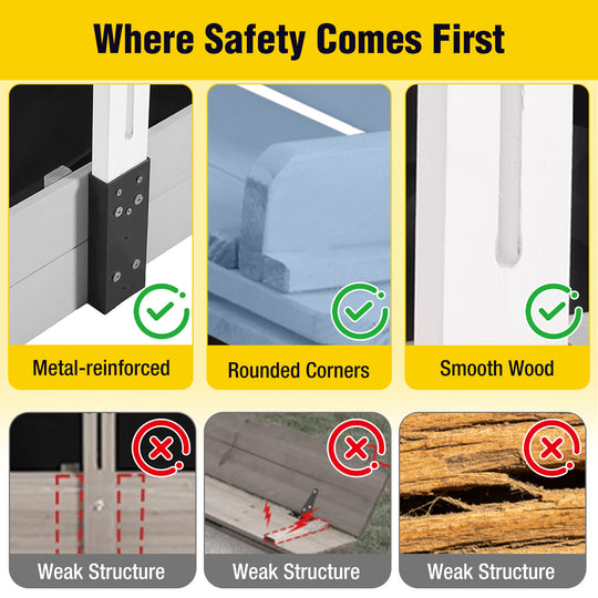 MEDEHOO 47'' Outdoor Sandbox for Kids with Lid and Bench, Wooden Sand Play Toys Center with Adjustable Canopy