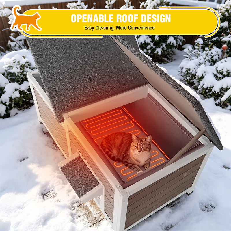 Aivituvin Heated Insulated Cat House AIR93-IN-HP, Outdoor Cat Shelter with Heated Pad