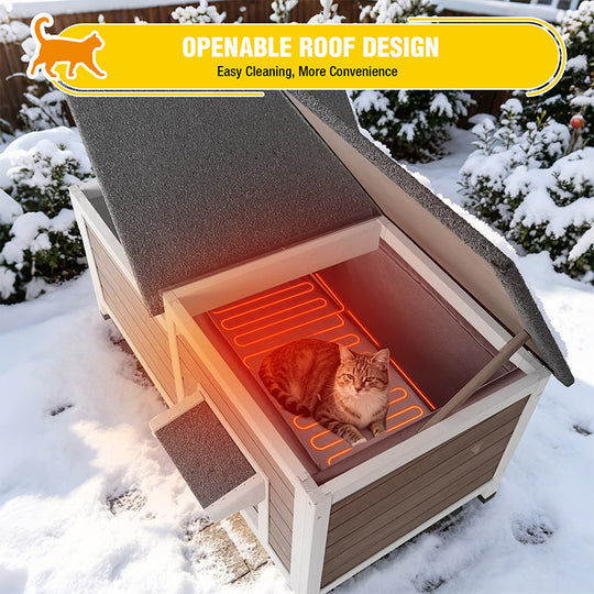 Aivituvin Heated Insulated Cat House AIR93-IN-HP, Outdoor Cat Shelter with Heated Pad
