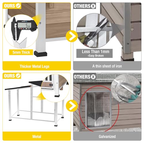 Morgete AIR7021 Dog House with Anti-Chewing Metal Frame Design Wooden Dog Kennel with Unique Design Roof, Weatherproof Dog House for Indoor & Outdoor Use