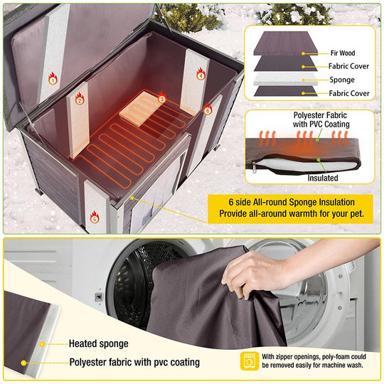 Aivituvin-AIR73/74/75/76-IN-HP Heated Outdoor Dog House| Adjustable Temperature & Timer