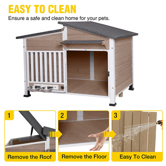Aivituvin-AIR7021 Metal Frame Wooden Dog House | Waterproof Roof
