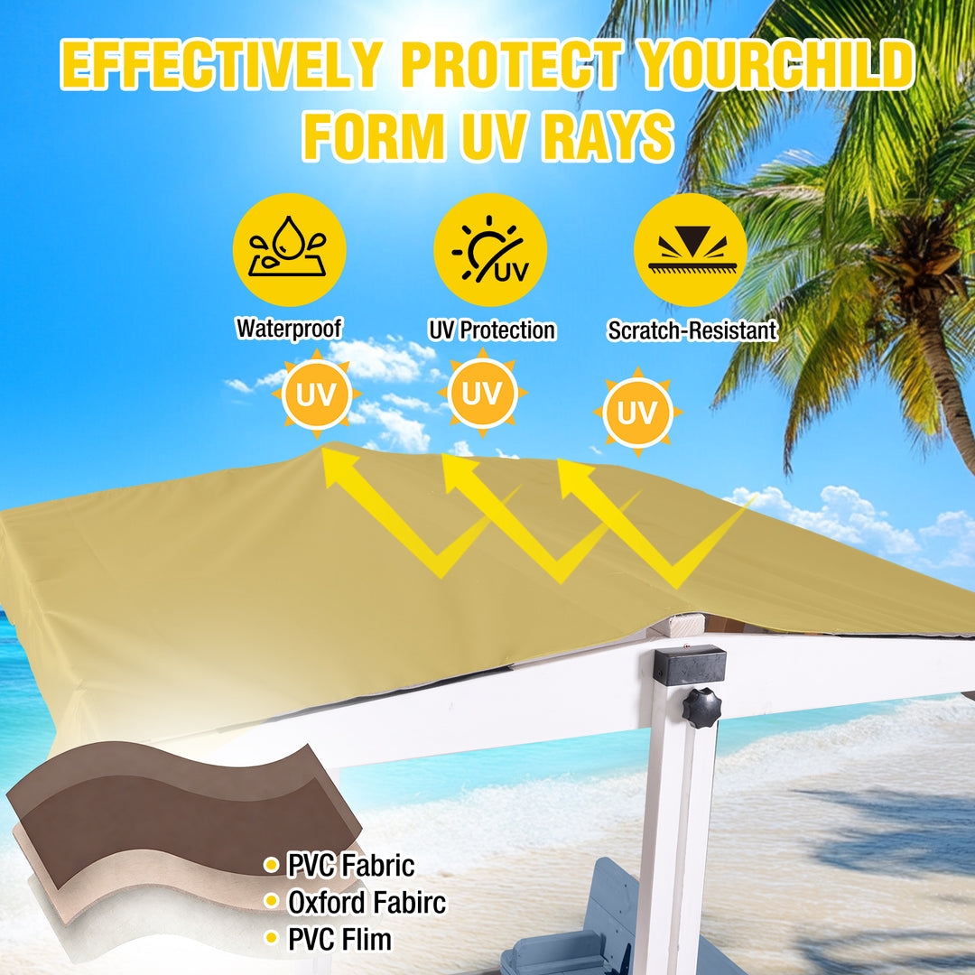 MEDEHOO 47'' Outdoor Sandbox for Kids with Lid and Bench, Wooden Sand Play Toys Center with Adjustable Canopy