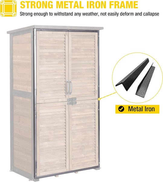 MEDEHOO Outdoor Storage Shed with Floor - Strong Metal Frame, Adjustable Shelves, Ventilated Blinds - Ideal for Garden Tools Cabinets Waterproof - Best in Sheds & Outdoor Storage