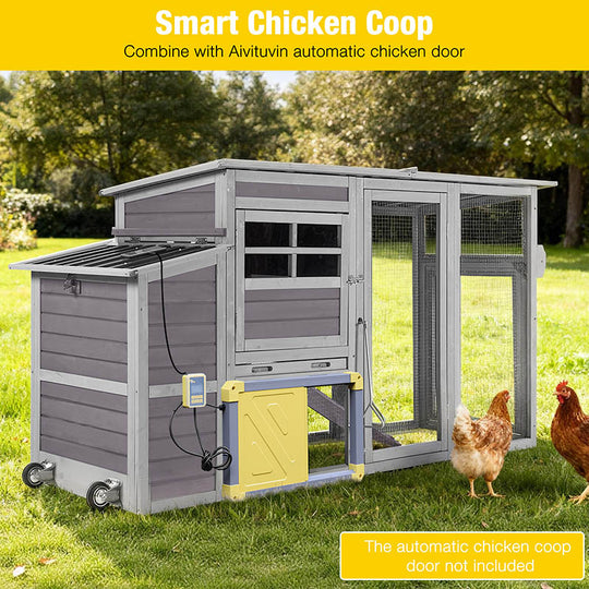 MEDEHOO 78.4'' Chicken Coop Large Hen House with Next Box,Wood Poultry Cage with Slide Tray