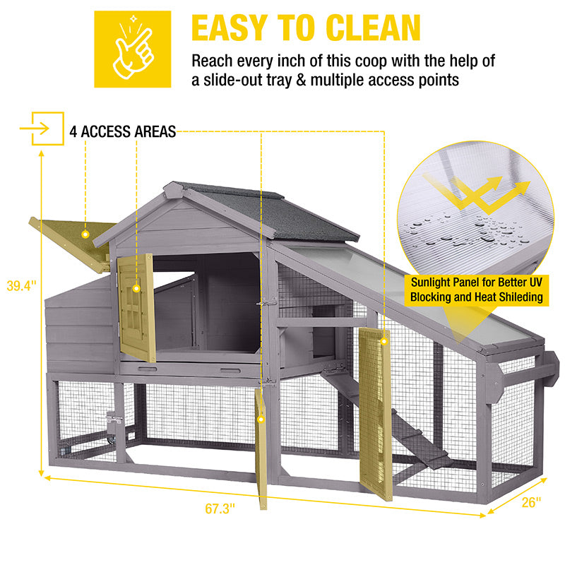 Aivituvin Wooden Chicken Coop on Wheels AIR23, Backyard Chicken Cage for 2-3 Hens