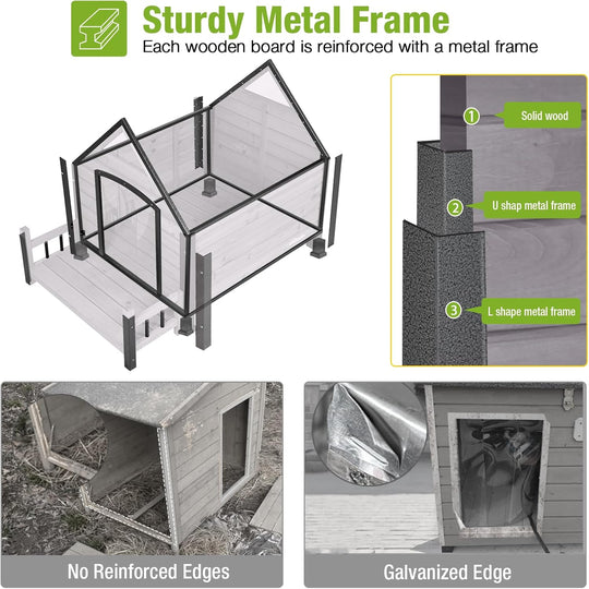 MEDEHOO-AIR80/81-IN-HP Large Heated Dog House with Heating Pad | Insulation Liner