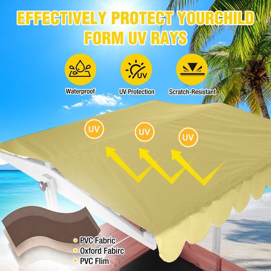 MEDEHOO 47'' Outdoor Sandbox for Kids with Lid and Bench, Wooden Sand Play Toys Center with Adjustable Canopy