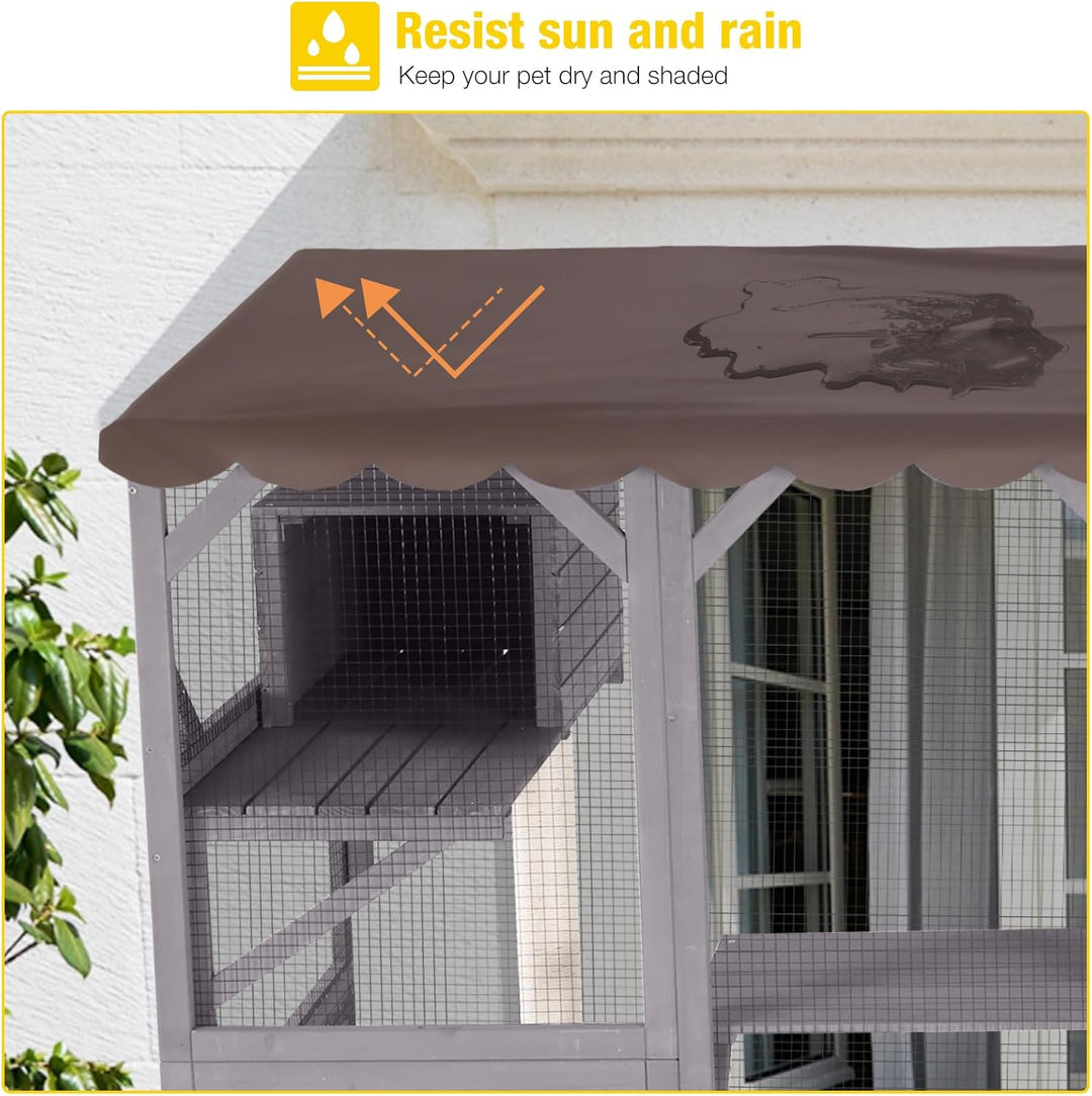 MEDEHOO Catio Outdoor Cat Enclosure Window Large Cat Patio 3 Tiers with 6 Platforms and 2 Scratching Posts for Cats House 104" L