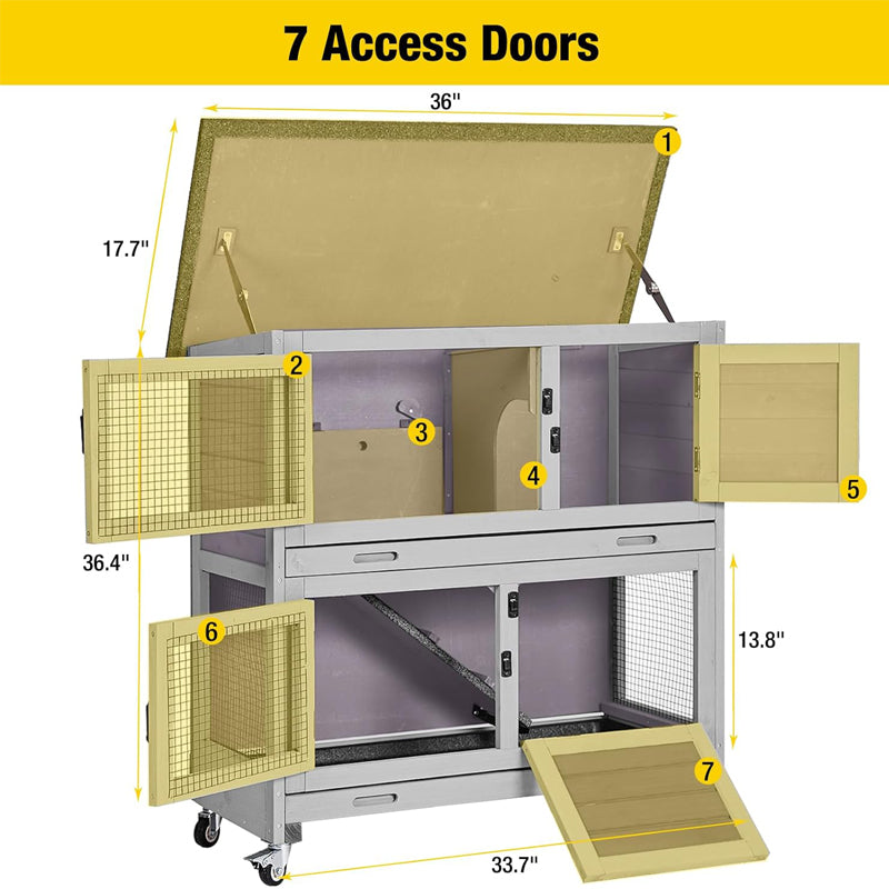 Aivituvin-AIR77 Outdoor Indoor Bunny Hutch With Wheels