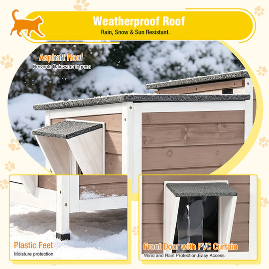 Aivituvin Heated Insulated Cat House AIR93-IN-HP, Outdoor Cat Shelter with Heated Pad
