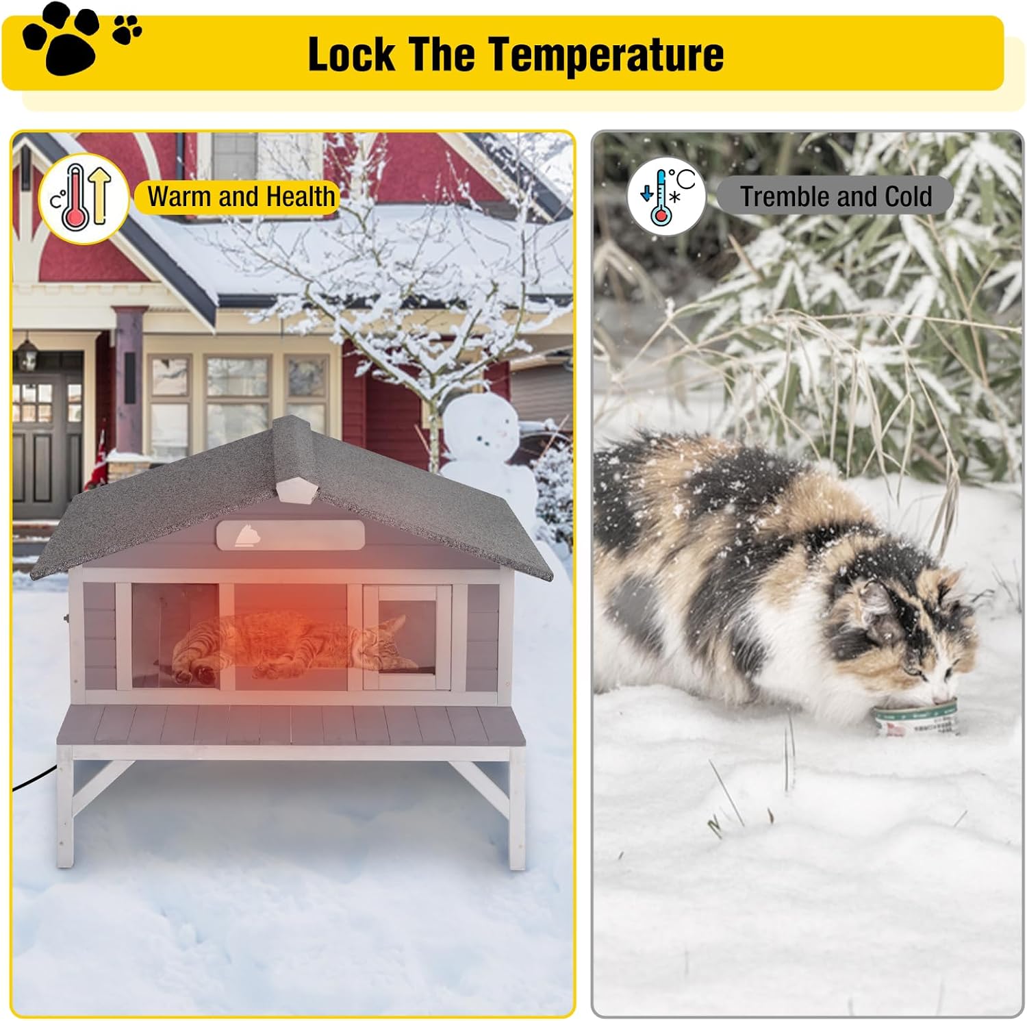 MEDEHOO AIR92M-IN-HP Heated Cat House Outdoor All-Round Insulated