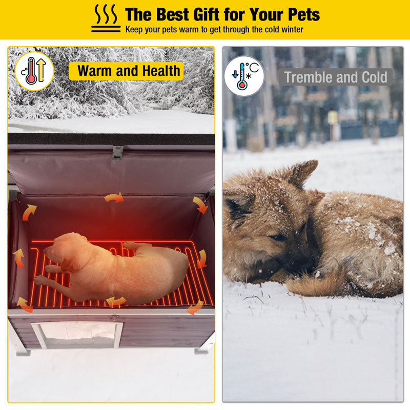 Aivituvin-AIR43-M-HP Heated Large Wooden Dog House| Metal Frame