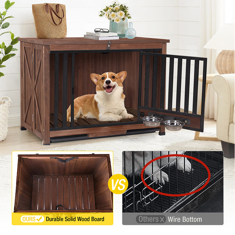 Aivituvin-AIR100 Wooden Dog Crate with Folding Design | Strong Iron Frame