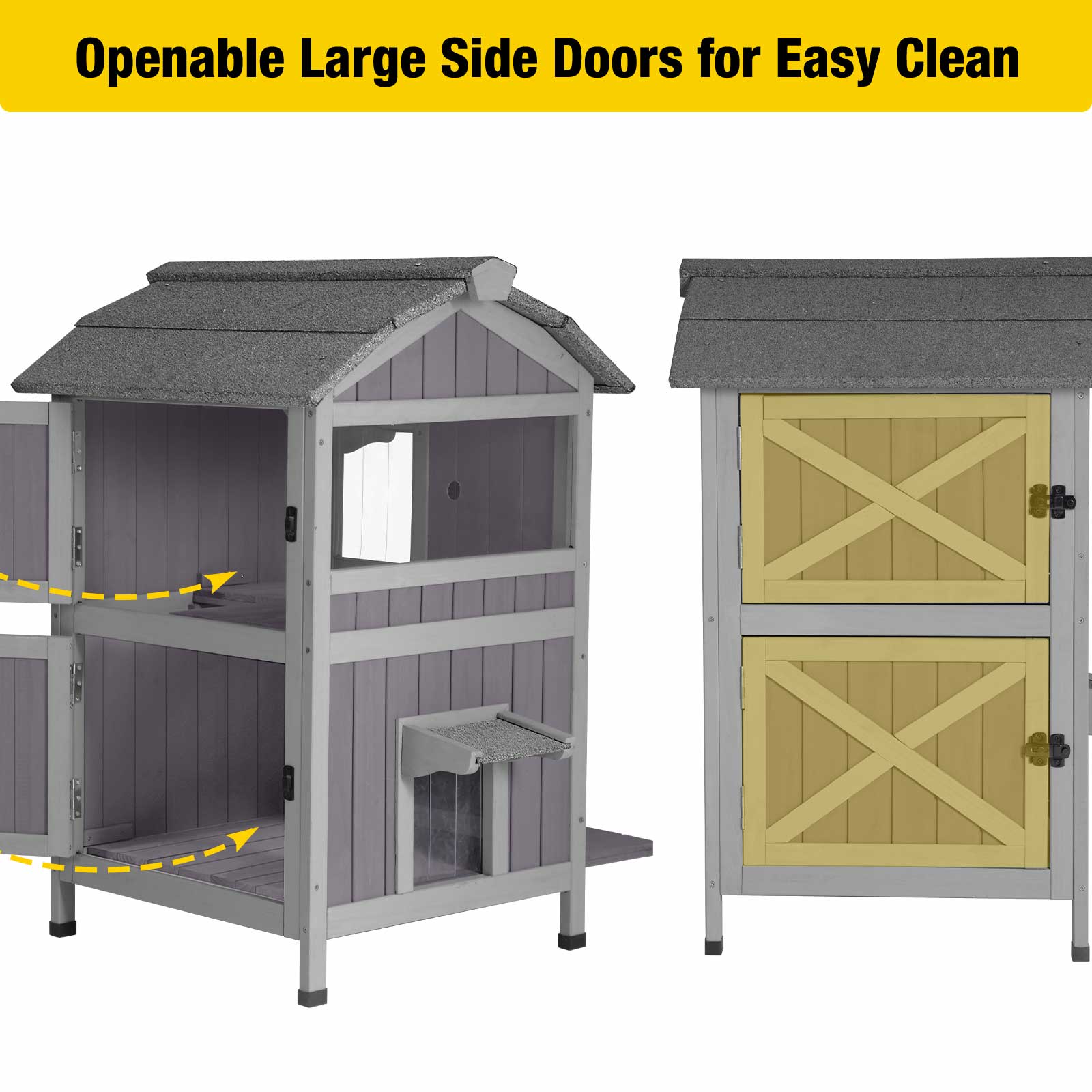 Aivituvin Two Tier Cat House With Waterproof Roof