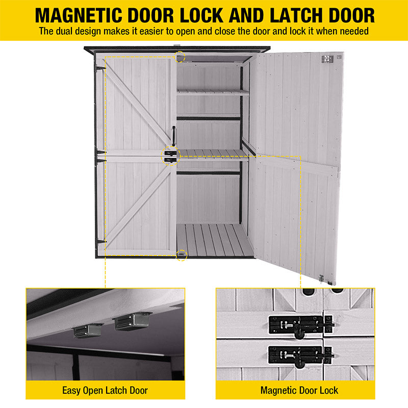 MEDEHOO Outdoor Storage Shed Metal Frame Tool Garden Shed with Floor and Lockable Door - Thumbnail 5