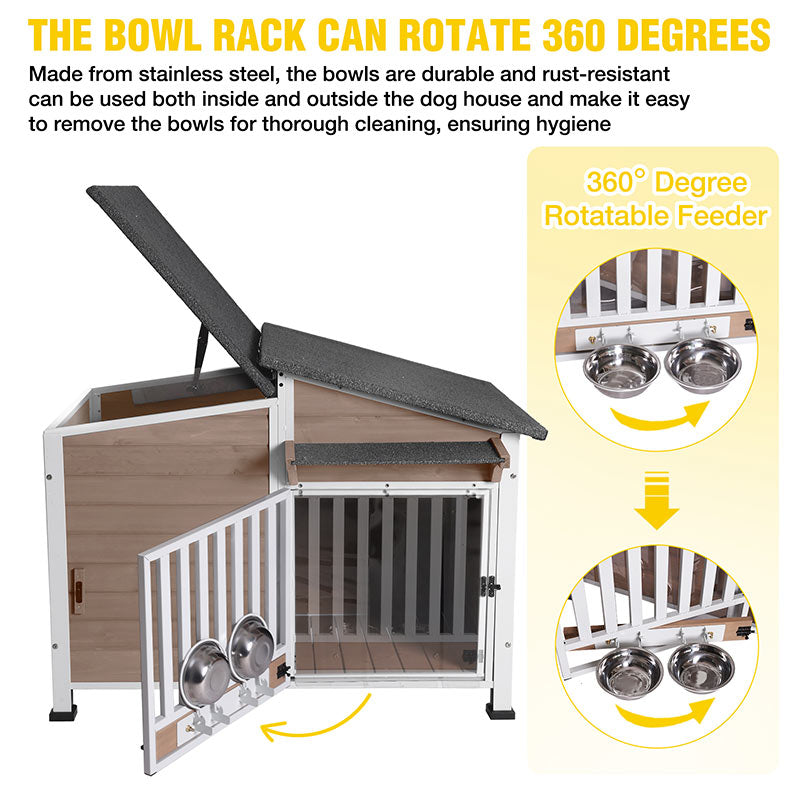 Aivituvin-AIR7021 Metal Frame Wooden Dog House | Waterproof Roof