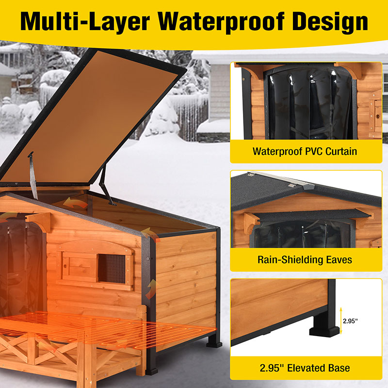 Aivituvin-AIR7024-IN-HP 44.6"L/60.4"L Outdoor Heated Dog House |Metal Frame