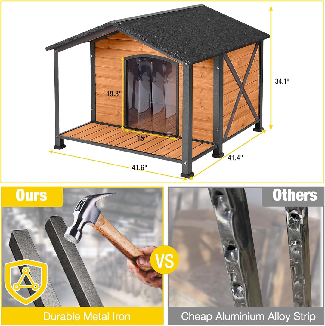 MORGETE Aivituvin Large Outdoor Heated Dog House with Heating Pa