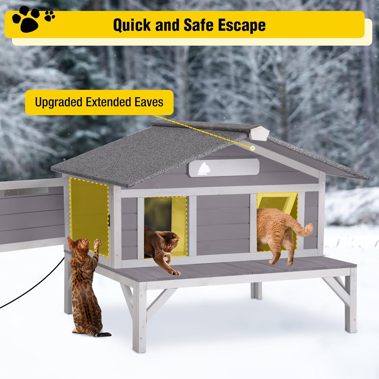 MEDEHOO AIR92M-IN-HP Heated Cat House Outdoor All-Round Insulated